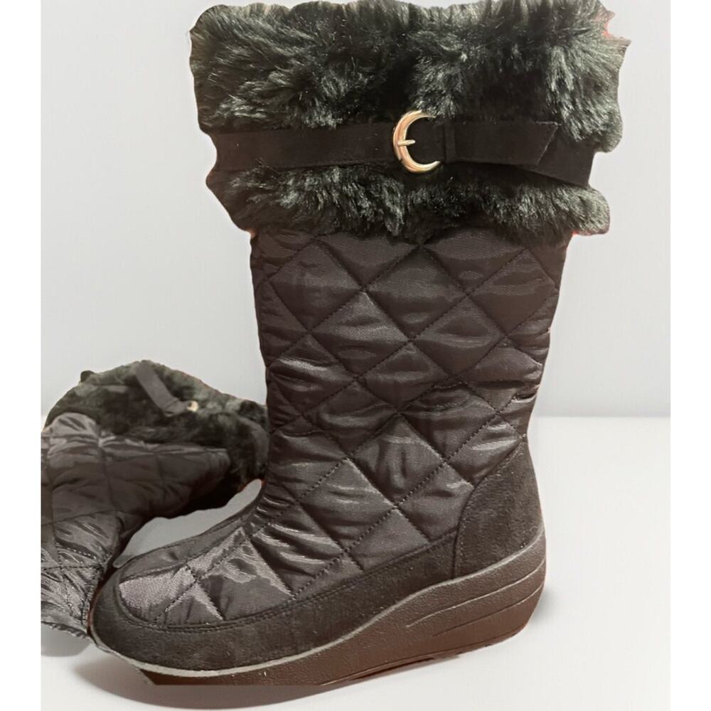 WOMENS CANYON RIVER BLUES Quilted FAUX FUR SIZE 11 M Knee Black BOOTS - Picture 5 of 14